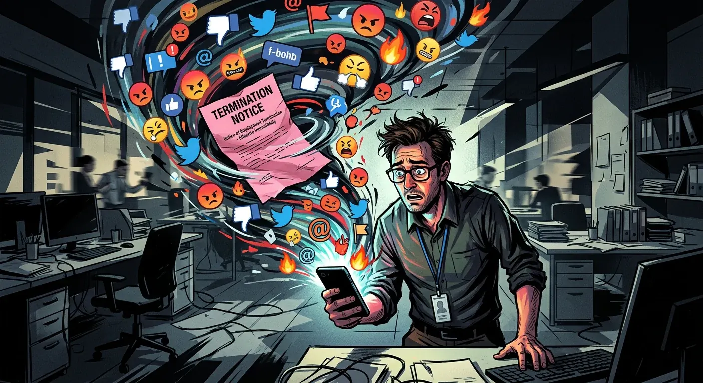 Employer reviewing employee social media policy before termination