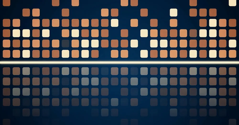 Abstract geometric art of small tiles fading to translucent below a bright horizontal line, representing a content-removal boundary
