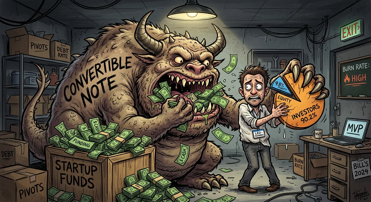Using convertible notes to raise capital without losing control — startup founder concept